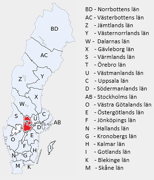 Kart over Sverige